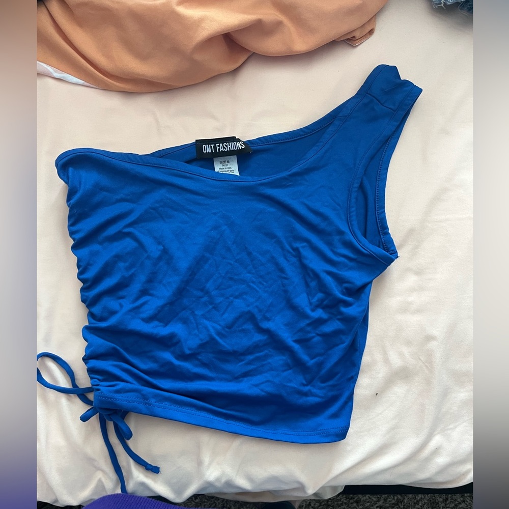 Blue Asymmetrical Crop Top Size M